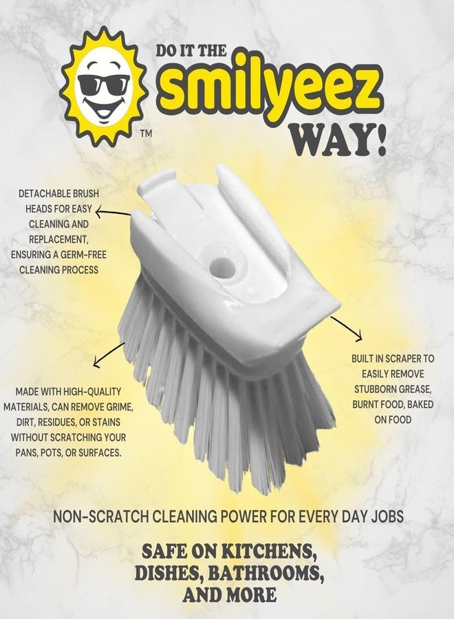 Smilyeez عصا توزيع الصابون من سمايليز (رمادي) بمقبض مريح وفرشتين قابلتين للتبديل - تنظيف سهل ومتانة تدوم طويلاً - أداة أساسية للمطبخ وغسل الأطباق - Image 5